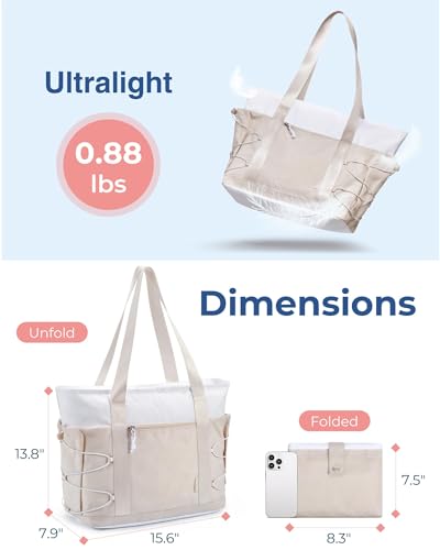 BAGSMART Travel Tote Bag for Women, Foldable Beach Bag With Zipper, 30L Large Gym Tote for Everyday4