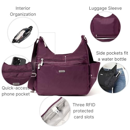 Baggallini Essential Hobo 11x9 Lightweight Travel Purse Handbag Crossbody Bag for Women Washable Nylon W/RFID Protection2