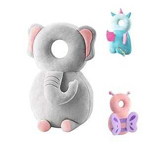 Toddler Baby Head Protection Cushion Backpack Wear,Grey Elephant
