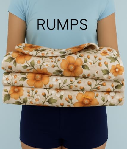 Image of RUMPS 380 TC Premium Heavy Cotton 7D Print Fast Colour Feel Elastic Fitted Floral Bedsheet King Size with 2 Pillow Covers || (Orange Flower, Fitted - 72 inchx78 inch King)
