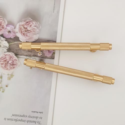 Pexintek Pack of 2 Cabinet Handles Gold Modern Furniture Handles, 96mm Hole Spacing Door Handles Kitchen Drawer Handles - Image 3