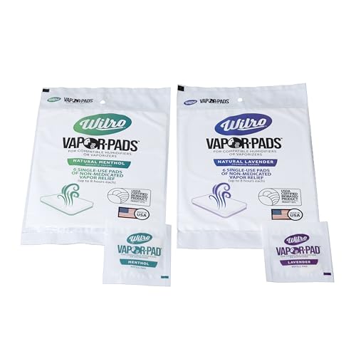 Wilro Sample Pack, 6 Calming Lavender & 6 Soothing Menthol Vapor Pad for Humidifiers, Vaporizers and Waterless Plug in Units, Made in The USA, 12 Pack