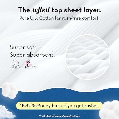 Image of Plush Ultra-Thin XXXL All Night Sanitary Pads For Women (410mm) 2Pcs| Super Absorbent, Heavy Flow & Rash Free | Pure U.S. Cotton Sanitary Napkins With Free Disposable Pouch | Toxin & Fragrance-free
