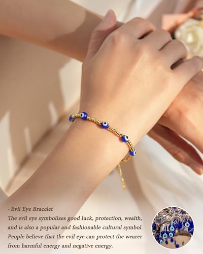 Tarsus Evil Eye Bracelets for Women, Lucky 7 Eyes Bracelet Protection Gifts for Friends Sister Daughter Wife...3