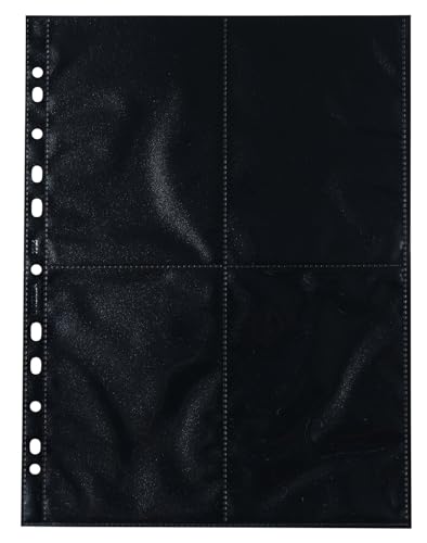 HERMA 7785 Fotohüllen für Ordner, 10 Stück, 10x15 cm, 4 Fächer geteilt, beidseitig bestückbare Fotophan Fotosichthüllen Sammelhüllen Postkartenhüllen Prospekthüllen mit Eurolochung, schwarz