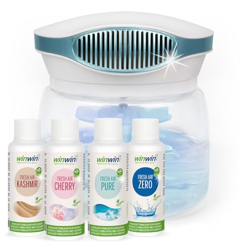 winwinCLEAN SET: MASTER Bowl 4.0 + 4x100ml veganes Raumluftdeo I Luftreiniger Air Purifier mit Wasserfilter entfernt Schadstoffe Pollen Staub Tierhaare Schimmel | Ideal für Allergiker & Asthmatiker