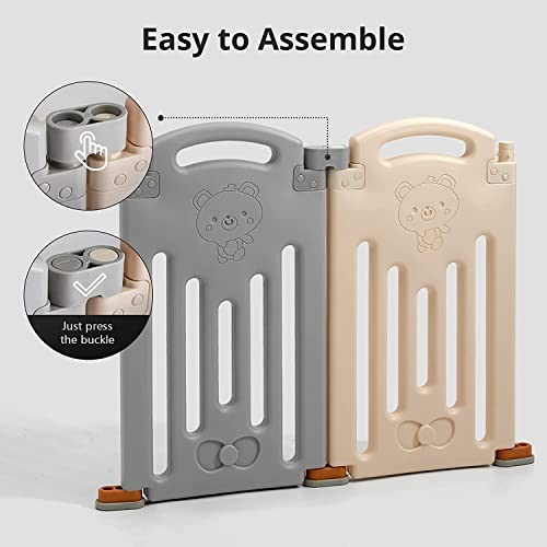 Image of UANLAUO 2-Panel Baby Play Yard, Foldable Playpen Extension, Safety and Durable Playpen Panel