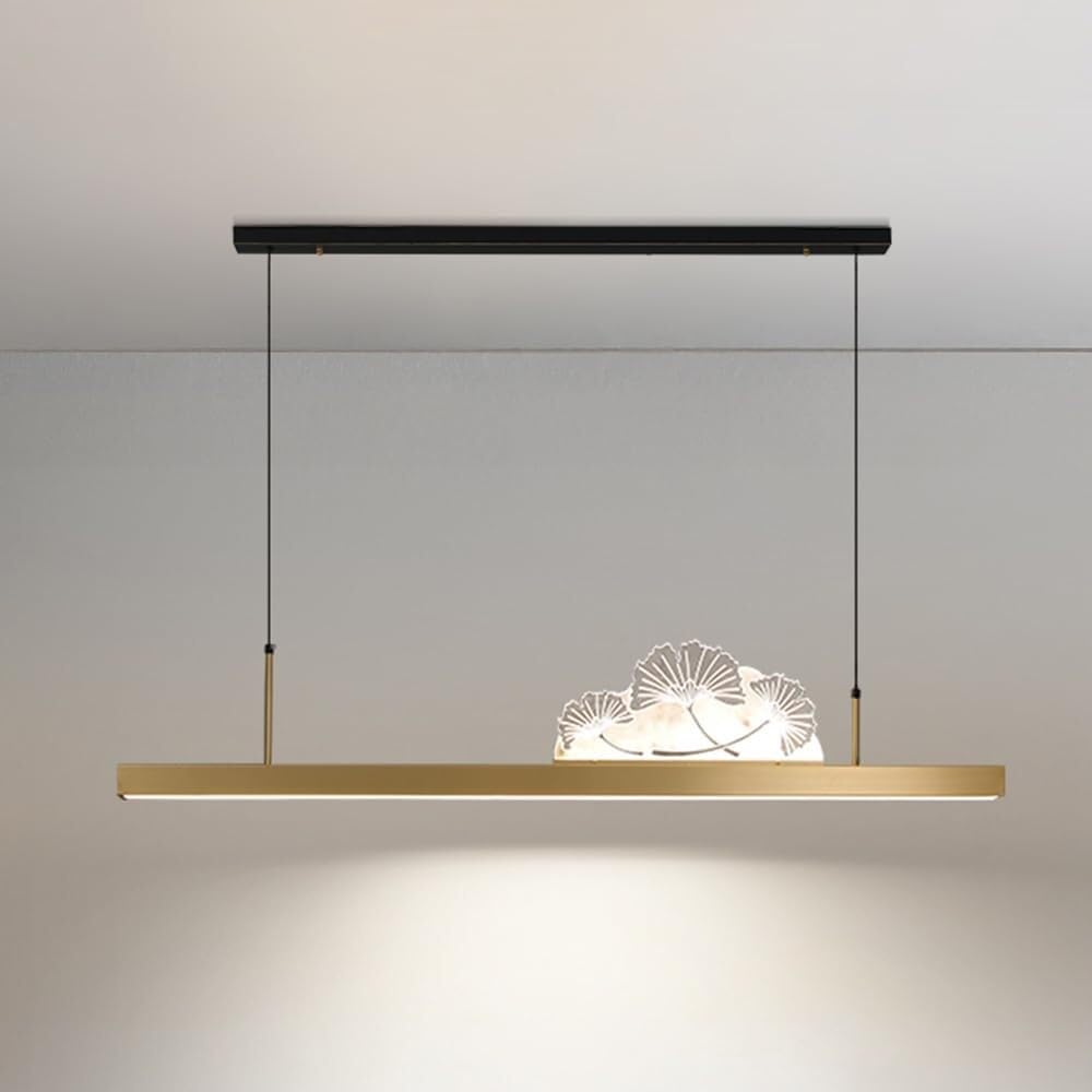 SBZIOJHDR Ceiling Lights, Dining Room Linear LED - 3 Color Mode Adjustable Height Chandeliers for Living Office(A)