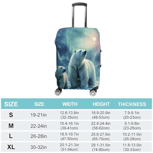 Polar Bears Northern Lights_ Luggage Cover, Washable Elastic Suitcase Cover Protector Fit 18-32 Inch Luggage2