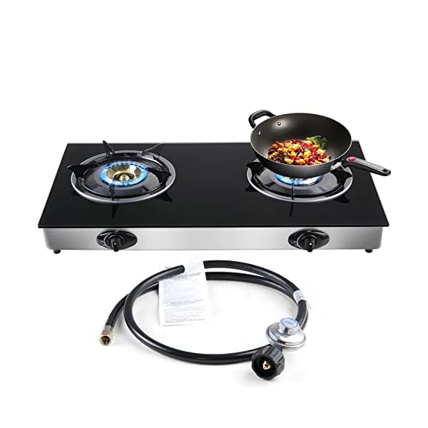 Propane Gas Cooktop 2 Burners Gas Stove portable gas stove Tempered