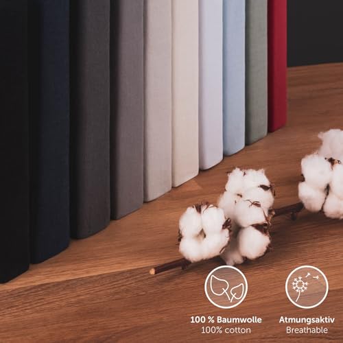 Blumtal® Premium Spannbettlaken 180x200 Matratze Jersey 2er Set - Oeko-TEX zertifiziertes Bettlaken aus Baumwolle - Leintuch 180x200 Dark… – Ansicht 6