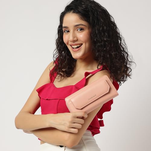 Image of Fastrack Women Compact Clutch | Stylish Clutch Purse with Semi PU Belt | Lightweight, Durable & Trendy Wallet for Girls & Ladies | Perfect for Casual & Party Use