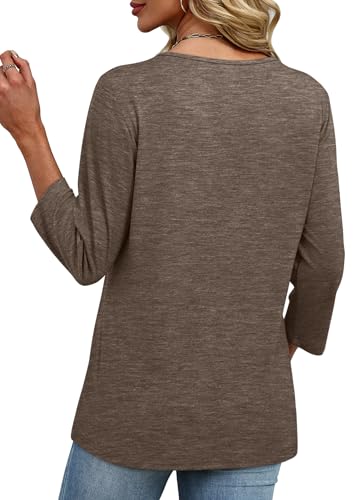 Image of XIEERDUO 3 /4 Length Sleeve Womens Tops V Neck T Shirts Summer Clothes Basic Blouses Dressy Casual 2026 Spring Outfits