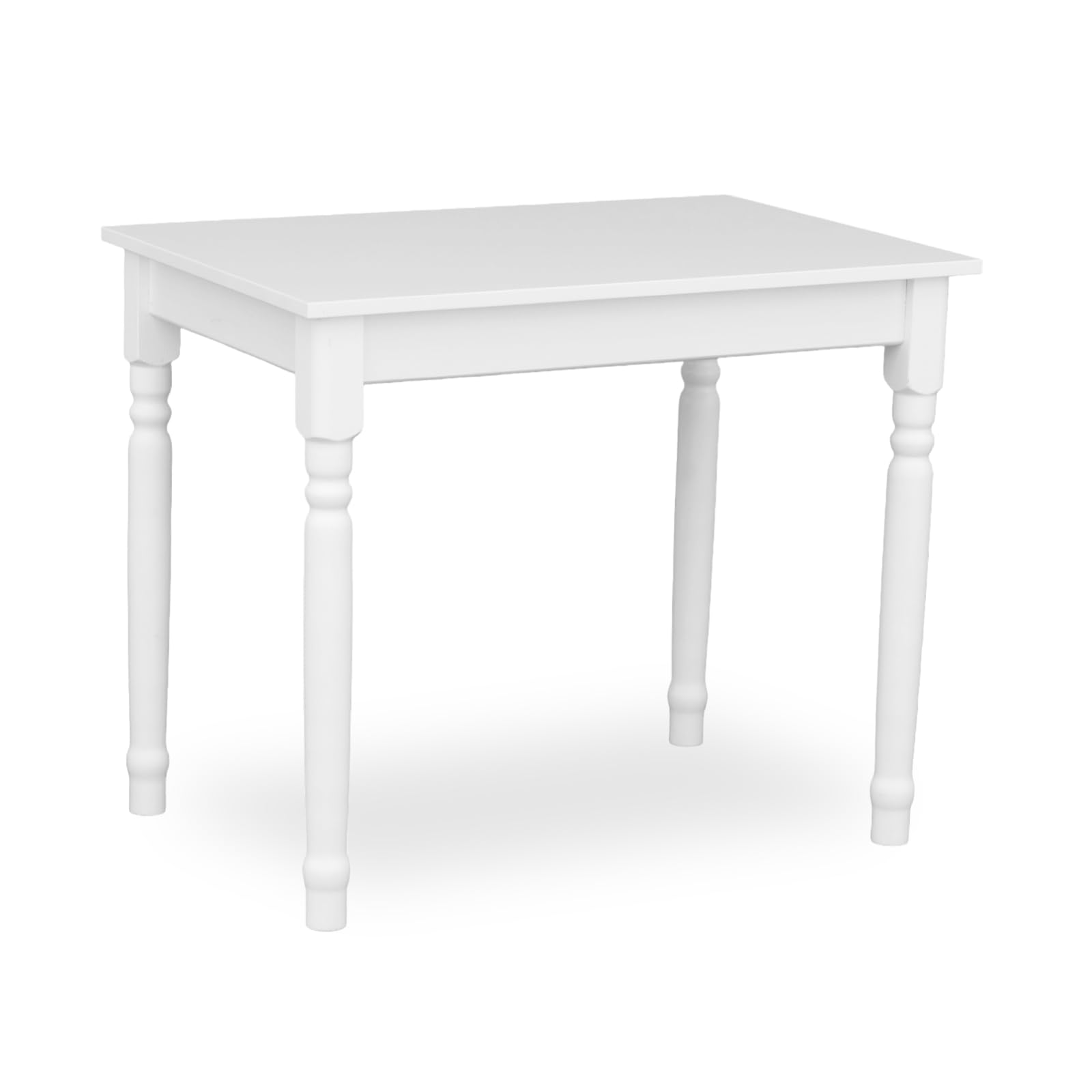 Tavolo da Pranzo in Legno 80x60 cm per 2 Persone - Tavolo Cucina Piccolo Stile Scandinavo - Pino - Piano Bianco