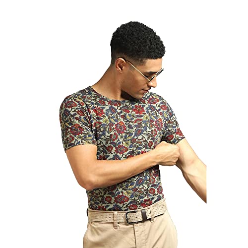 Image of JACK & JONES Men's Cotton Printed Slim Fit Crew Neck T-Shirt