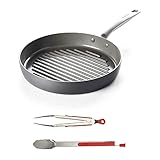 GreenPan Chatham 11-Inch Ceramic Nonstick Round Grill Pan with Home Basics Stainless Steel Silicone...