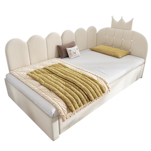 Sofá cama nido en terciopelo beige de diseño con elegante estructura de celosía 5