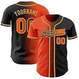Personalized Gradient Baseball Jerseys for Men Women Youth Boys, Custom Orange and Black Softball Team Uniforms Stitched Name Number Logo, Design Your Own Sports T-Shirts for Fishing Running Hiking