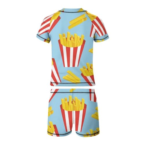 Cartoon French FriesChildren's Swimsuits Boys Two Piece Suit7-9Y（120cm）3