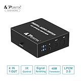 【Contenidos del paquete】Portta 4x1 Toslink Switch x1, cable de alimentación USB x1, control remoto x1, IR Extender Receiver x1, manual del usuario x1, tarjeta de garantía x1 (5 años de garantía sin preocupaciones), cualquier problema, no dude en contactarnos.