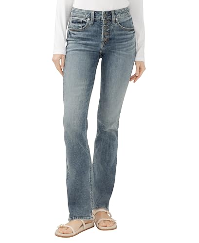 Silver Jeans Co. Women's Avery High Rise Slim Bootcut Jeans, Medium Wash, 25W x 31L
