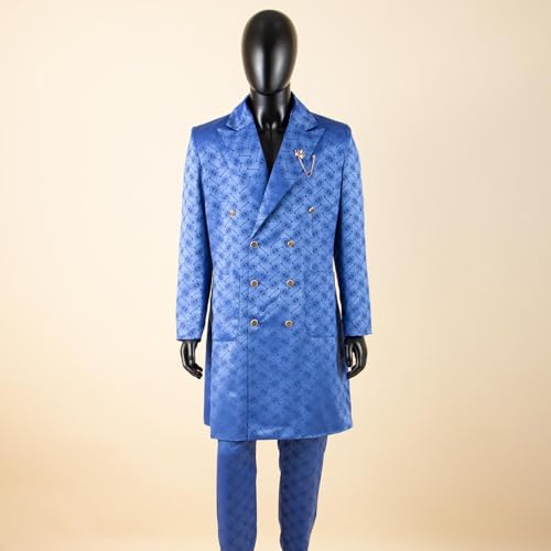 Men’s Plaid 2 Piece Suit Double Breasted Slim Fit Tuxedo Blazer Dress Business Wedding Party Jacket & Pants3