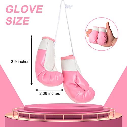 Offwego Mini Boxing Gloves For Car Mirror Hanging Miniature Punching Boxing Gloves Pendant Home Christmas Ornament Cute Small Pink Boxing Gloves Accessories For Boxing Party Theme Decorations Toys #TOP1