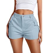 ELLEVEN High-Stretch Women’s Cargo Shorts, Y2K Mini, High Waisted, Slim-Fitted Cut Off Shorts wit...