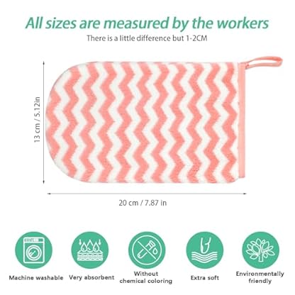 PHOGARY 6 Pack Waschlappen Set Waschhandschuhe Frottee, 20x13cm Korallenfleece Waschlappen Weicher Gesichtshandschuh für Gesicht Körper, Wiederverwendbare Make-up-Entferner-Handschuhe – Bild 4