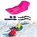 predolo 35 Inch Snow Sliding Device for Outdoor Fun, Suitable for Grass and Sand, Rose Red