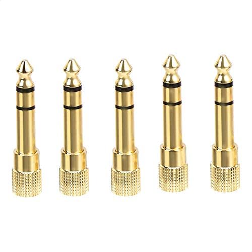 Amazon Basics Gold Plated 6.35mm 1/4 Male to 3.5mm 1/8 Female Stereo Headphone Adapter - 5-Pack