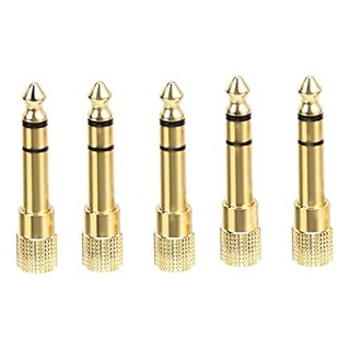 Amazon Basics Gold Plated 6.35mm 1/4 Male to 3.5mm 1/8 Female Stereo Headphone Adapter - 5-Pack