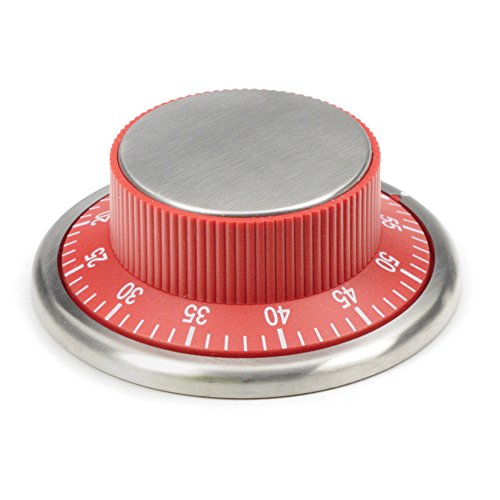 RSVP Endurance Stainless Steel Easy Read Kitchen Timer, Red