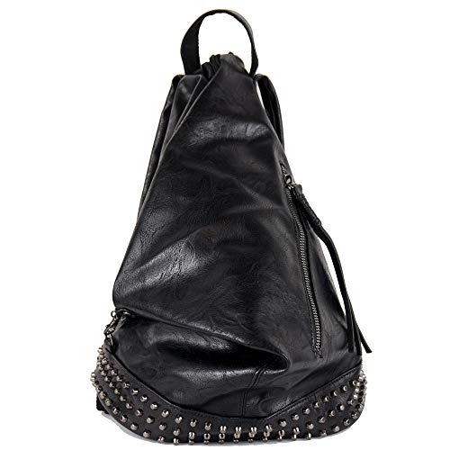 Zaino borchie donna nero grande zainetto a sacco