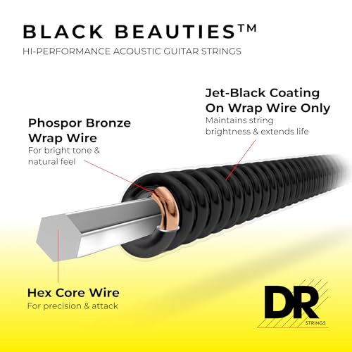 Cordes guitare électrique DR noires durables Extra Black - 2