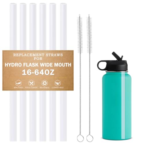 Image of LUCKINEE 6pcs Replacement Straws for Hydro Flask Wide Mouth 16-64oz