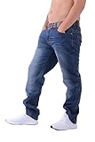 Straight Leg Regular Fit-Jeans mit Kreuzschraffieren Branded Knopfverschluss und Nieten.