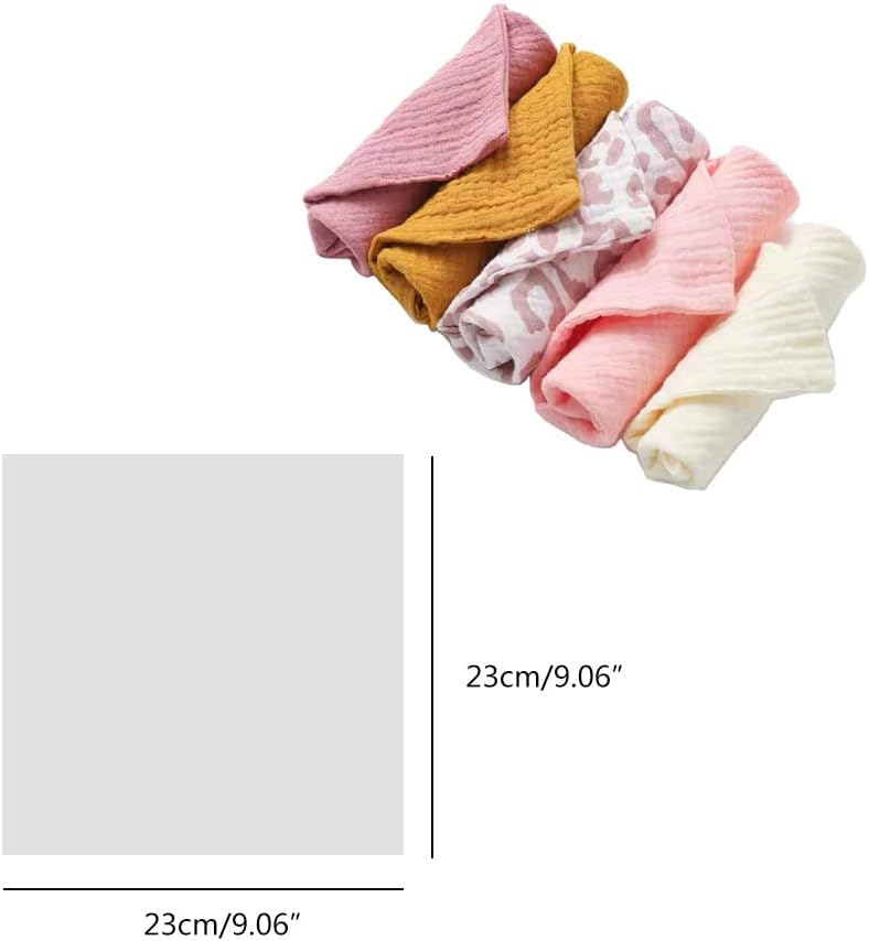 5 Pcs Baby Cotton Square Infant Wash Hand Face Wipes Washcloth Facecloth Handkerchief Cloth Feeding Bib