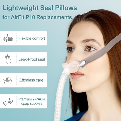 Image of Replacement Cushions for AirFit P10 Nasal Pillow, 2-Pack, Ultra-Soft Silicone, Secure Fit, Leak-Free, Latex-Free (Medium)