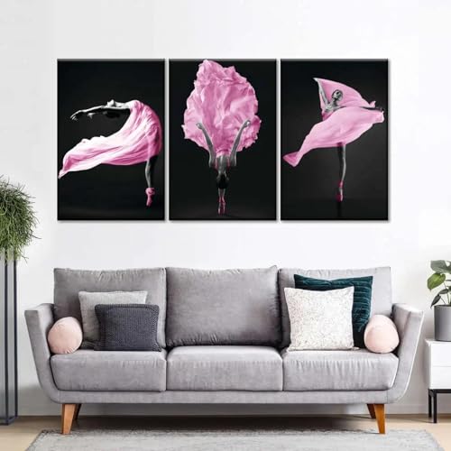 Peinture toile rose danseurs de ballet KEBIA 40x60 cm pour habiller un mur vide sans cadre