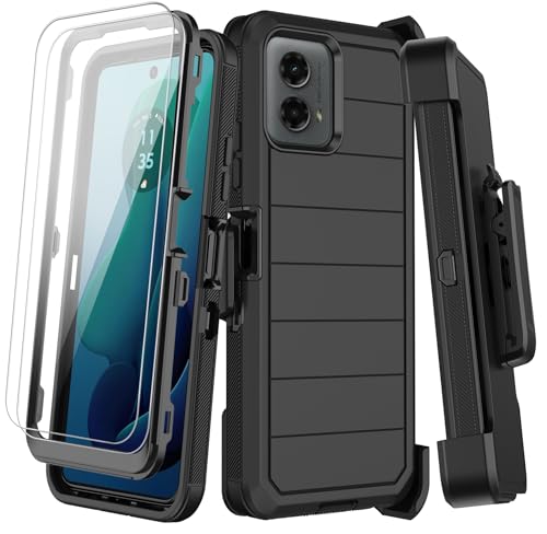 KECAI for Motorola Moto G 5G 2024 Case with Belt Clip Holster, 2X Screen Protector, Heavy Duty Shockproof Drop Protection Military Grade Rugged Full Body Phone Cover with Kickstand by KECAI - Used condition - US$17.57