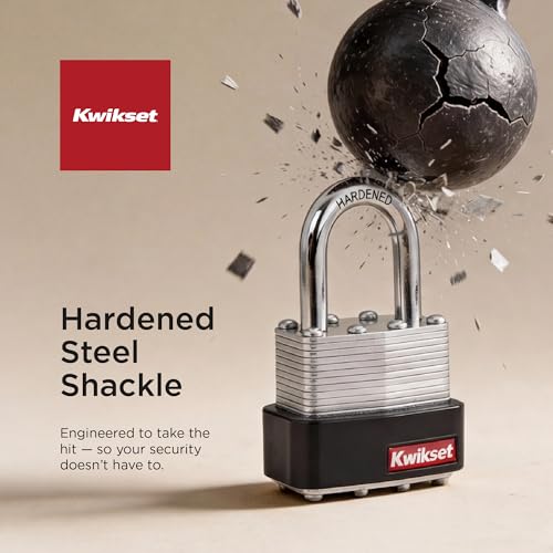 Kwikset Laminated Steel Padlock with Hardened Steel Shackle, 4-Pack, Silver - image 5