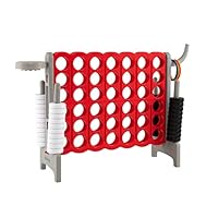 GOPLUS Enorm 4-winnenspel, strategiespel met 42 ringen, basketbalkorf, werpspel en snelspanhendel, 4-in-één rij, voor kinderen en volwassenen (rood blauw