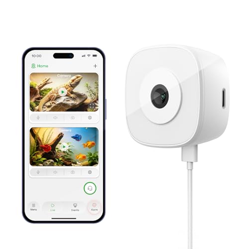 HomiQ 3MP 2K Aquarium Camera for Fish Tank No Drill Terrarium Reptile Camera with Color Night Vision No Reflection 2.4GHz & 5GHz WiFi Pet Monitoring 24/7 Recording for Home Security