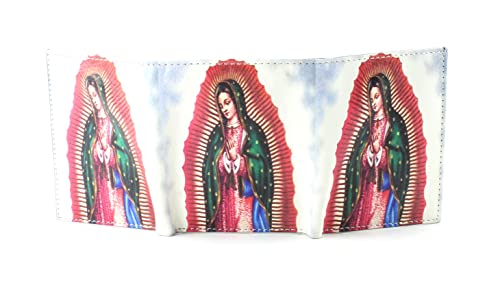 Li Trifold Wallet for Men - Virgin Guadalupe design RFID blocking genuine Leather Wallet with 6 cards, 3 side slots, 2 cash pockets & 1 ID window - Ageless Men's Wallets Ideal Gift for Men3