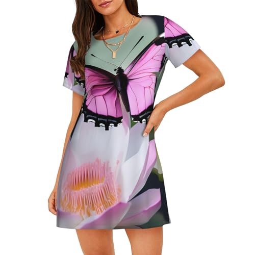 Robe de nuit respirante à motif papillon rose : fraîcheur et légèreté nocturne