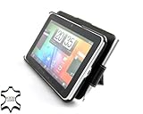 Stilgut Echte Ledertasche passend für HTC Flyer Tablet mit Standfunktion, Schwarz