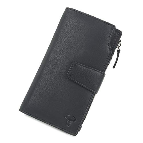 Genuine Leather Clutch for Women - Large Ladies Purse with Coin Pocket - RFID