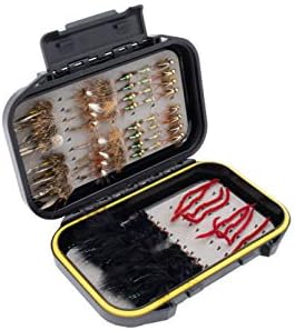 Fishing On The Fly | 64 Essential Flies for Trout Kit | Hand-Tied Dry Flies, Nymphs, Streamers (Essential Fly Assortment | Waterproof Fly Box | 64 Flies | Dry Flies, Nymphs, Streamers)