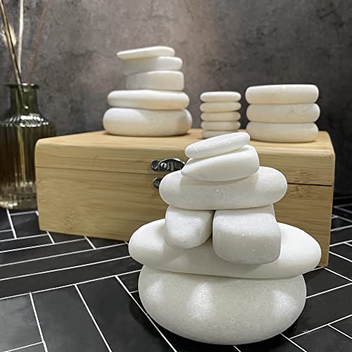20 Stück -Massage Set, Kaltsteine für Massagesteine-Set, weiße kalte Steine Massage für den Körper professionelle Massage Heim-Spa Entspannung, Heilung, Schmerzlinderungmassagesteine Cover